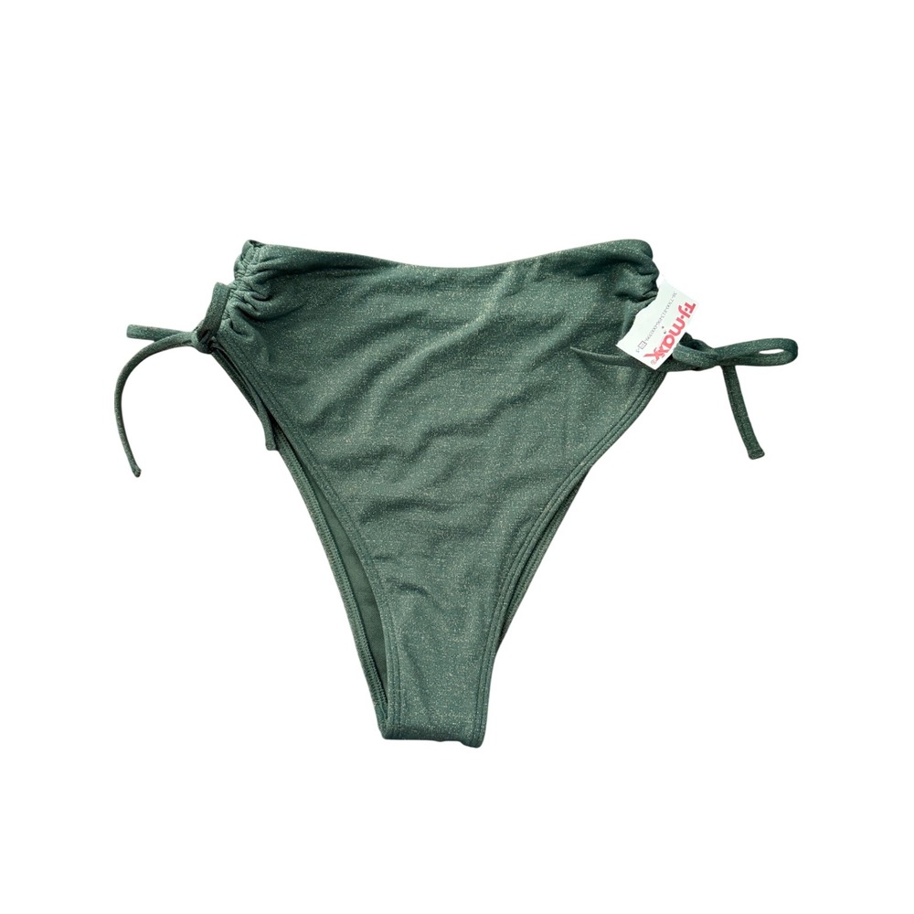 Abercrombie & Fitch Green Shimmer High Leg Side Tie Bikini Bottom XS NWT